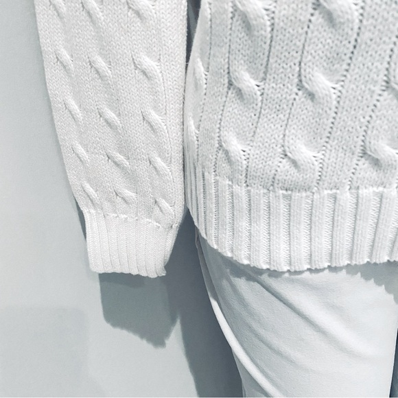 RALPH LAUREN CABLE-KNIT COTTON CREWNECK SWEATER. - Picture 7 of 10